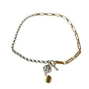 Two-Tone JM Bloom "Dallas" Necklace 22" Gold & Silver Chain With Charms